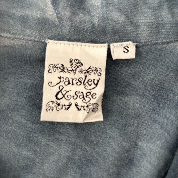 Parsley Sage Womens Lagenlook Button Up Top Small Artsy Distressed Grunge - Picture 3 of 8